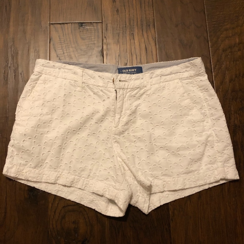 White crochet shorts